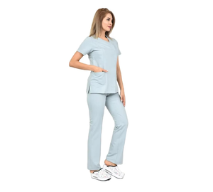 Ensemble de blouse et pantalon tissé pour femmes, best-seller 2025, personnalisable, manches courtes, uniforme médical élégant, haute qualité, toutes tailles - Product Image 3