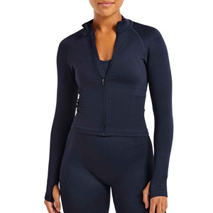 Veste de Yoga de Sport en Nylon Slim Fit pour femmes manteau de Jogging chaud à fermeture éclair complète pour la course en plein air Gym Fitness respirant tricoté Zip - Product Image 3
