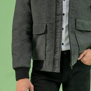 Wholesale Customizable Charcoal Woolen <b>Jacket</b> 100% High Quality Slim Regular Fit Full-Sleeve <b>Casual</b> Winter <b>Jacket</b> Front - Product Image 3