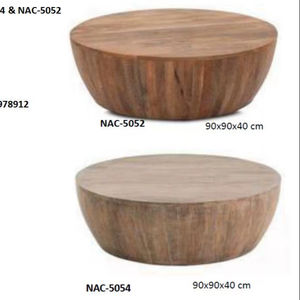 Table basse ronde en bois de manguier massif 100% naturel au design classique moderne personnalisable pour le salon - Product Image 1