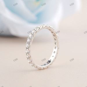 Nouvelle Bague de Mariage Éternité Tendance en Argent Sterling Plaqué Or Rose avec Moissanite, Fine et Minimaliste, Personnalisable, pour Empilage - Product Image 2