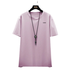เสื้อยืดแขนสั้นสีม่วงอ่อนสำหรับผู้ชาย คอกลม ลำลอง ทรงโอเวอร์ไซส์ นุ่มสบาย ใส่ได้ทุกวันในฤดูร้อน เสื้อพื้นฐานเรียบง่าย - Product Image 1
