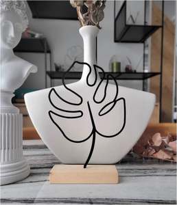 Estante Decorativo con Diseño de Hojas, Base de Madera y Metal Negro, Escultura Decorativa para el Hogar, Decoración de Mesa, Decoración de Lujo para Habitaciones de Hotel y Restaurantes - Product Image 6