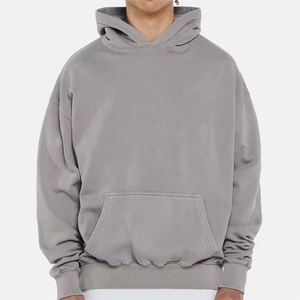 Personnalisé votre marque Streetwear sweat à capuche gris lavé lourd lavage à l'acide sweat à capuche surdimensionné Vintage hommes poids lourd sweats à capuche en éponge française - Product Image 3