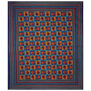 Juego de Sábanas Dobles de Algodón Kantha Azul, Hechas a Mano, 240 Hilos, con 2 Fundas de Almohada, 100% Algodón, para Uso Doméstico, Juego de 3 Piezas (AKDB1003) - Product Image 5
