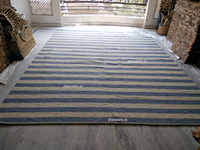 Meistverkaufter Blau-Weißer Hanf-Jute Geometrischer Flachgewebe-Teppich im Boho-Stil, Umweltfreundlich und Haustierfreundlich für Schlafzimmer, Gästezimmer und Flur
