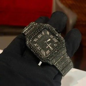 นาฬิกาผู้ชายสีดำประดับเพชรโมอิสซาไนต์ VVS ระดับพรีเมียม ตัวเรือนสแตนเลสสตีลเงางาม หน้าปัดสีสันสวยงาม หรูหรา ผ่านการทดสอบด้วยเครื่องตรวจสอบเพชร - Product Image 2