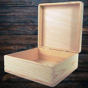 Eco-Friendly Polished Medium Square Compass <b>Wooden</b> <b>Box</b> <b>Lid</b> 25x25x10.5cm Customizable Keepsake Gifts Crafts Wall Hanging Home - Product Image 1