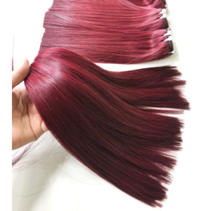 Donante mixto Borgoña 18 ''rizo hinchable alta calidad Super doble vietnamita Remy trama plana extensiones de cabello sin procesar cutícula - Product Image 2