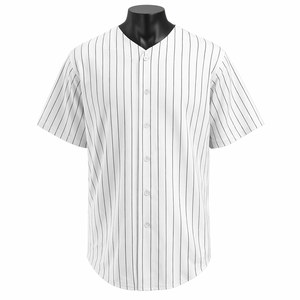 Camiseta de Béisbol Personalizada con Rayas Blancas, Cuello en V con Botones, Uniforme de Equipo Liso, Transpirable y de Secado Rápido - Product Image 1