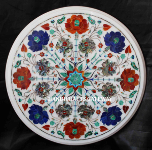 Top Selling Beautiful Forever <b>White</b> Marble with Mother of Pearl Inlay <b>Dining</b> <b>Table</b> Top <b>Round</b> Shape Home Decoration <b>Table</b> Top - Product Image 1