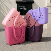 Sac de plage imperméable en EVA, grande capacité, style silicone, sac à main pour femme, utilisation en voyage, lavable, léger, réutilisable, ouvert, portable