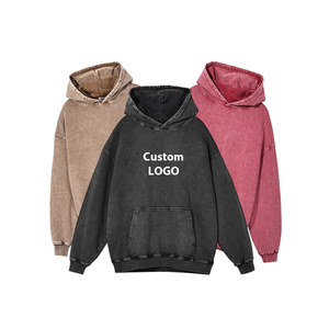 Sweat à capuche surdimensionné teint uni brodé sur mesure OEM direct d'usine sweat-shirt en molleton de coton tricoté pour les commandes en gros - Product Image 1