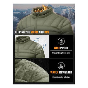 Chaqueta de invierno acolchada con aislamiento empacable ligera para hombre, abrigo hinchado alternativo de plumón resistente al agua de alta calidad - Product Image 4
