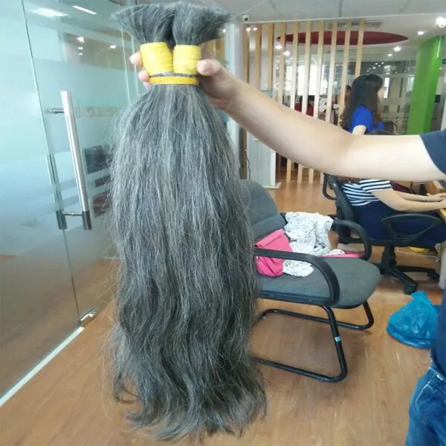 Toptan toplu saç gümüş gri kadın saç uzatma % 100% vietnamca İŞLENMEMİŞ SAÇ