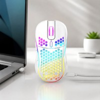 Ratón de carga con diseño de panal hueco, iluminación RGB, ratón para juegos, interfaz inalámbrica ligera para juegos con interfaz TYPE-C