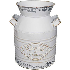 Poudre blanche de bidon de lait de fer de conception populaire enduite de métal fini de rouille Logo personnalisé accessoires décoratifs pour la maison - Product Image 1