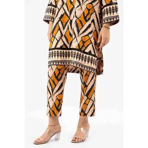 Traje Casual Naranja Karandi de 2 Piezas para Mujer, Diseño Sin Coser - Product Image 2