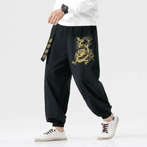 Pantalon kimono Dragon noir de haute qualité à bout serré pantalon cargo long multi-poches avec logo personnalisé - Product Image 3