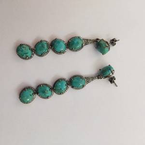 Pendientes de pavé de turquesa natural, joyería fina hecha a mano de Plata de Ley 925, regalo de boda de compromiso para sus mujeres - Product Image 4
