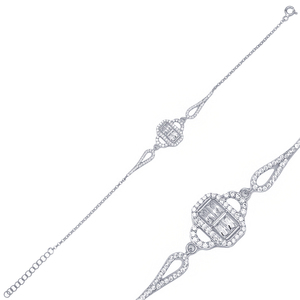 Trendy Baguette Rectangle Shape <b>Charm</b> Women Bracelet Turkish Wholesale Handcrafted 925 Sterling Silver Jewelry - Product Image 5