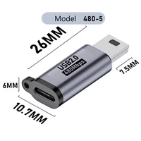 Logo gratis USB C a Micro Adaptador 8 pines Tipo C a Mini USB Plug Converter 480Mbps Keyhole DC Salida para Laptop Cable de disco duro