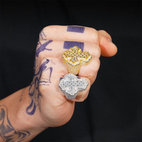 Anillo de Plata de Ley 925 con Incrustaciones de Diamantes para Hombre, Listo para Enviar, Pasa el Test de Diamantes, Anillo Cruzado de Moissanita Estilo Hip Hop para Hombre