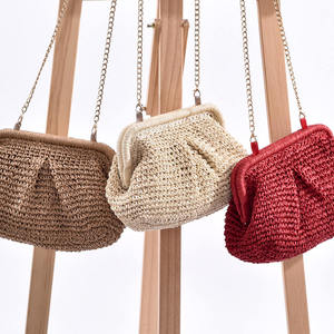 Bolso de mano para mujer de poliéster, hecho a mano con ganchillo, de cuerda de papel de paja, con cierre de gancho y cadena para hombro y bandolera, diseño Hot Cloud - Product Image 2