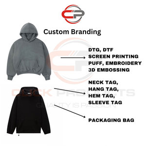 Custom Logo <b>Bulk</b> Black Men Hoodies Long Sleeve Plain Oversize Hoody High Quality Fleece Fabric - Product Image 3