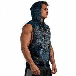 Sweat à capuche sans manches à épaules tombantes pour homme, vêtements de sport, pull à capuche, haut de sport, exercice en salle de sport, sweat à capuche sans manches surdimensionné pour homme - Product Image 6