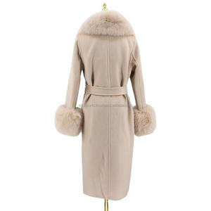 2025 OEM femmes élégant double face laine manteau d'hiver de haute qualité bas quantité minimale de commande nouveau col rabattu cachemire laine - Product Image 2