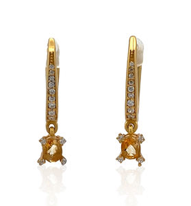Boucles d'oreilles pendantes Fashion Star personnalisées, boucles d'oreilles en citrine et CZ, boucles d'oreilles en argent sterling 925 pour femmes, bijoux de déclaration - Product Image 1