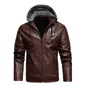 Logo personnalisé OEM broderie design imprimé automne et hiver nouveau style de veste en cuir pour jeunes hommes veste en cuir à capuche - Product Image 5
