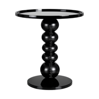 Table d'appoint sculpturale noire haut de gamme Table ronde brillante en métal pour intérieurs modernes