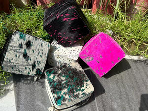 New Western Stylish Handcrafted Metallic Hair on Hide Fur Leather Jewelry Boxes Cute Travel Jewelry Essentials Minimal Storage - Product Image 2