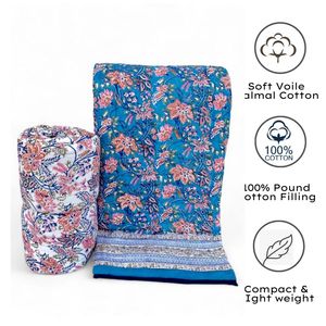 Cao Cấp Jaipuri Vua Kích Thước Chăn Đặt Tay Khối In Hoa Mô Hình Thân Thiện Với Môi Có Thể Đảo Ngược Trọng Lượng Nhẹ Bông Chăn - Product Image 3