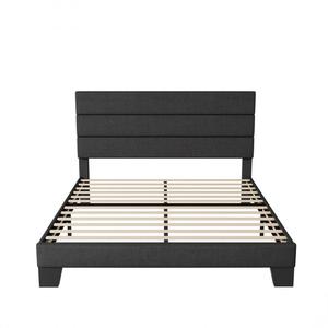 Base de <span class=keywords><strong>Cama</strong></span> Tapizada Resistente y Silenciosa, Estilo Minimalista, Lino Gris, Fácil de Montar, Embalaje Plano, Muebles para Dropshipping - Product Image 6