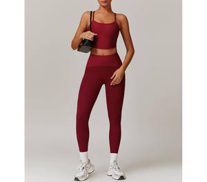 Custom Wholesale High Waist Flared Bodysuit Women Scrunch Butt Lifting Two Piece Gym Fitness Yoga <b>Jumpsuit</b> - Product Image 2