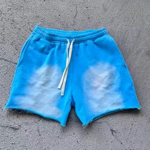 Short en coton délavé à l'acide vintage pour hommes, coupe confortable, motif solide, impression de soleil, style décontracté pour la course à pied - Product Image 6