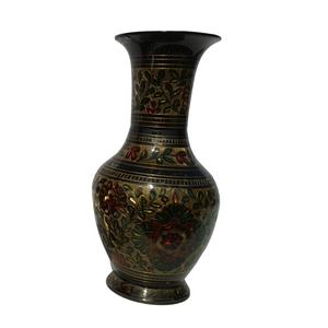 Florero decorativo de latón con hermoso grabado, pintura dorada y negra, acabado, Decoración de mesa de alta calidad, florero - Product Image 6