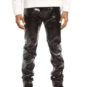 Pantalones de cuero informales de alta calidad para hombre, pantalones de cuero para hombre de calle más vendidos de Color sólido - Product Image 5