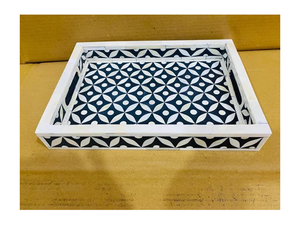 Beau plateau de service fait à la main moderne en incrustation d'os fait à la main Meilleur prix Fabricant de plateaux en incrustation d'art indien - Product Image 1