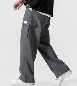 Pantalon de survêtement pour homme 100% coton, pantalon cargo ample, pantalon de survêtement large à jambes droites, grande poche, style décontracté, pantalon cargo léger - Product Image 6