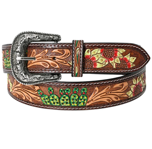 Ceinture de Cowboy Vintage de luxe sculptée à la main motif de feuille occidentale gaufrage matériau de peau de vache hautement recommandé alliage direct inde - Product Image 4