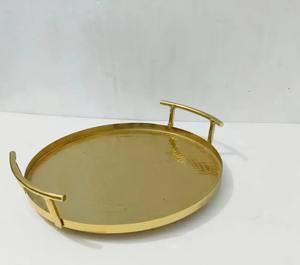 Plateau de service rond en fer EPL or durable personnalisé Design élégant en métal pour mariage, restaurant/cuisine-Plusieurs tailles disponibles - Product Image 3