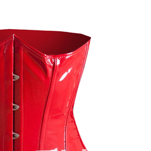 Corsé bajo el pecho de PVC rojo con cierre de Busk tipo moldeador de cintura - Product Image 3