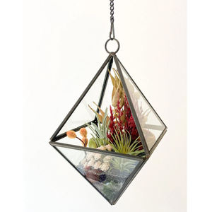 Top Selling New Arrival Brass Frame Clear <b>Glass</b> Hanging <b>Terrarium</b> <b>Glass</b> Vase Tabletop Decoration Custom Size Garden Decorative - Product Image 2