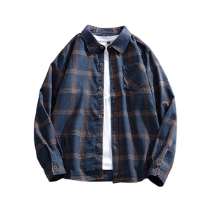Venta al por mayor 2024 Camisas de franela para hombres Impresión de logotipo personalizado Cuello alto Manga completa Camisa de franela transpirable Ropa de hombre - Product Image 1