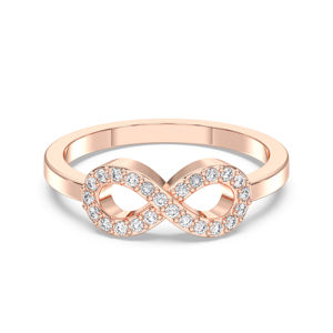 Infinity Shape 0,20 Quilates, juego de pavé de diamante redondo cultivado en laboratorio, anillo de compromiso de lujo, K 10, 14K, 18K, oro macizo, unisex, quilates - Product Image 1