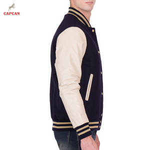 Veste universitaire en cuir premium à texture lisse et coupe confortable, avec col montant, écologique et personnalisable, pour l'hiver - Product Image 4